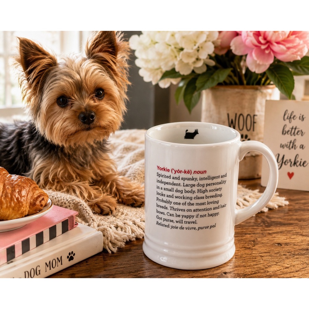 Fringe Pet Shop Yorkie Definition Coffee Mug White Ceramic Dog Lover Gift